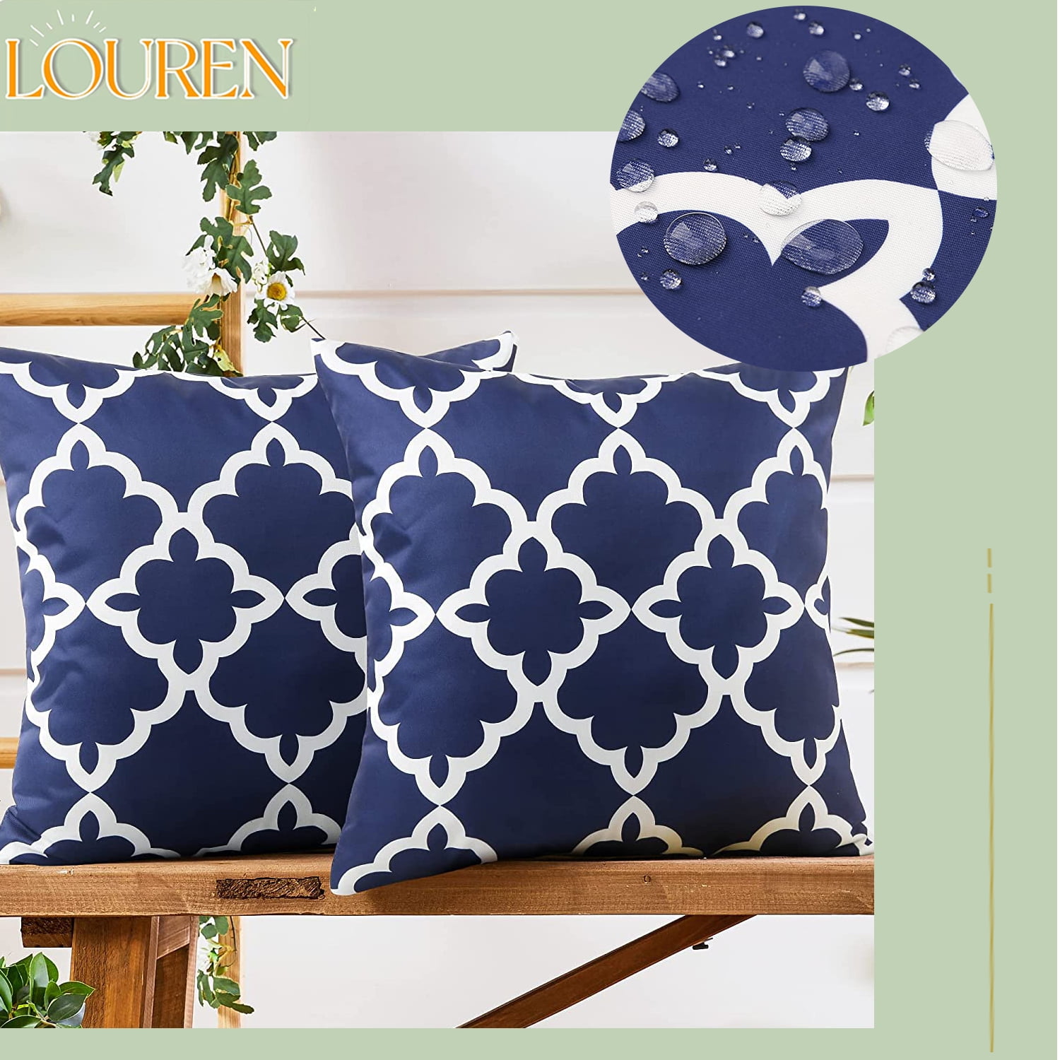 Kabuer Outdoor Waterproof Pillow Covers Outdoor Pillow Covers 18x18 inch Outdoor Patio Pillows Covers Set of 2 Orange