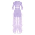 thumbnail image 3 of Mufeng Flower Girl Dresses for Wedding Floral Lace Bodice Ruffled Tulle Princess Ball Gown Kids Prom Light Purple 8, 3 of 5