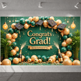 thumbnail image 6 of Green & Gold Congrats Grad Banner Graduation Cap Design Grad Party Backdrop Balloon Decor Glitter Accent for Graduation Party College Graduation Indoor Celebration, 6 of 9