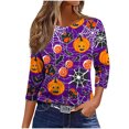 thumbnail image 6 of T Shirts for Women 3/4 Sleeve T Shirt Halloween Fall Loose Graphic Casual Tees Tops Womens Tops Crewneck Shirt Top, 6 of 6