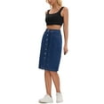 thumbnail image 2 of INSPIRE CHIC Women's Denim Skirt Button Down Pockets 2026 Western Midi Jean Skirts S Deep Blue, 2 of 6