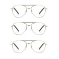 thumbnail image 2 of EYE ZOOM 3 Pack Aviator Style Metal Frame Blue Light Blocking Reading Glasses (Gold, +3.50 Strength), 2 of 6