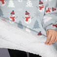 thumbnail image 3 of Oversized Wearable Blanket Hoodie,Light Blue Christmas Snowman and Tree Pattern Sherpa Blanket Hoodie with Super Pockets,Super Warm Fuzzy Pullover for Women & Men, 3 of 6