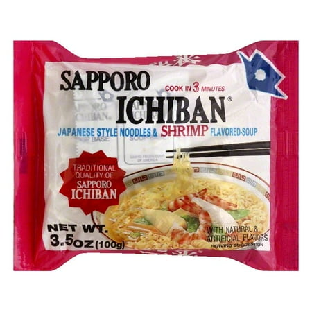 Sapporo Ichiban Japanese Style Noodles & Shrimp Flavored Soup, 3.5 OZ (Pack of
