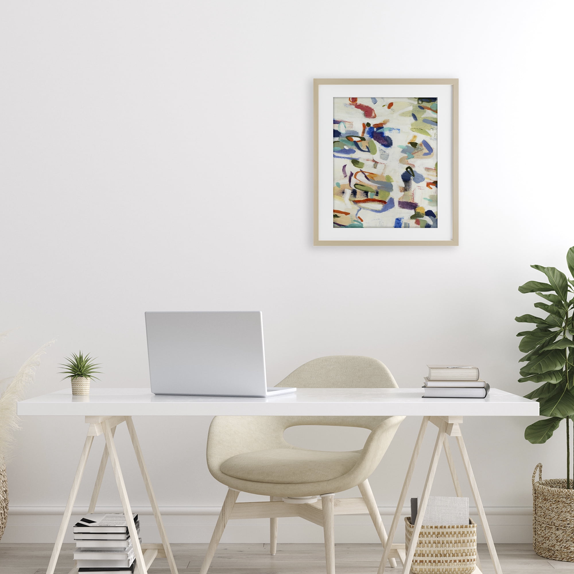 Stupell Industries Expressive Composition Brushstrokes Birch Framed Print Under Glass, design by Lisa Ridgers