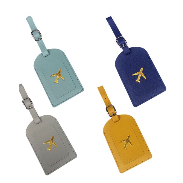 Etiquetas de cuero para equipaje (paquete de 4), etiquetas para bolsas de viaje, etiquetas para maletas, etiquetas de cuero sintético para maletas de mujeres y niños, divertidas y bonitas.