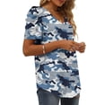 thumbnail image 4 of Camiseta informal de verano para mujer, cuello en V, manga abullonada bonita, jersey estampado de manga corta, blusa, Tops Fridja ghk4048, 4 of 7