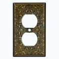 thumbnail image 2 of Metal Light Switch Plate Cover Brown French Victorian Frame Black Damask FRA006, 2 of 14