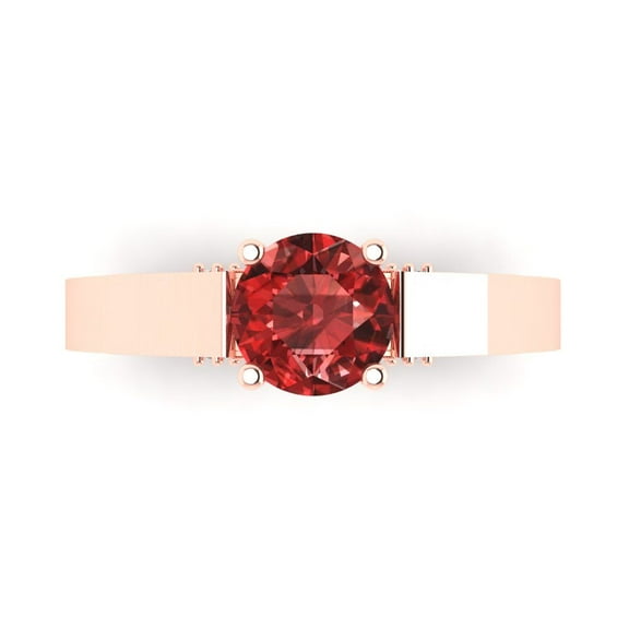 Clara Pucci 14K Rose Gold 1.06ct Garnet Solitaire with Accents Ring