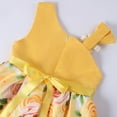 thumbnail image 5 of Zpanxa Baby Girls One Shoulder Dress, Toddler Girls Princess Dress, Little Girls Party Wedding Formal Dress, Rose Print Kids Pageant Flower Girl Sleeveless Dress Yellow (8-9 Years), 5 of 8