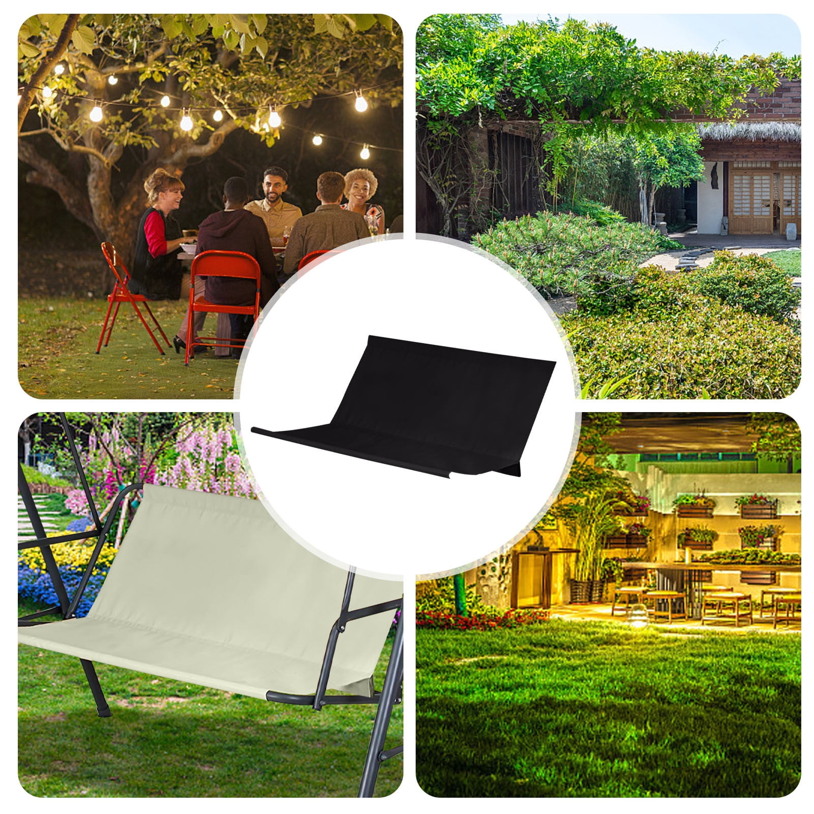 HCBY 600D Oxford Patio Swing Seat Cover, Waterproof Replacement Cushion Cover, 3-Seat Outdoor Chair Seat Cover, Weatherproof Patio Furniture Cover
