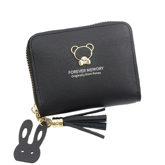 MUSOIE RFID Credit Card Holder Small Vegan Leather Zipper Card Case Keychain Small Wallet for Women