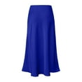 thumbnail image 5 of TTUHYWXI Women's Summer Midi Satin Skirt Dressy Casual High Waisted A Line Flowy Ruffle Elegant Party Skirts (Blue, XL), 5 of 5