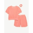 thumbnail image 4 of Free Assembly Girls Slouchy Terrycloth Cropped Tee and Shorts, 2-Piece Set, Sizes 4-18, 4 of 4