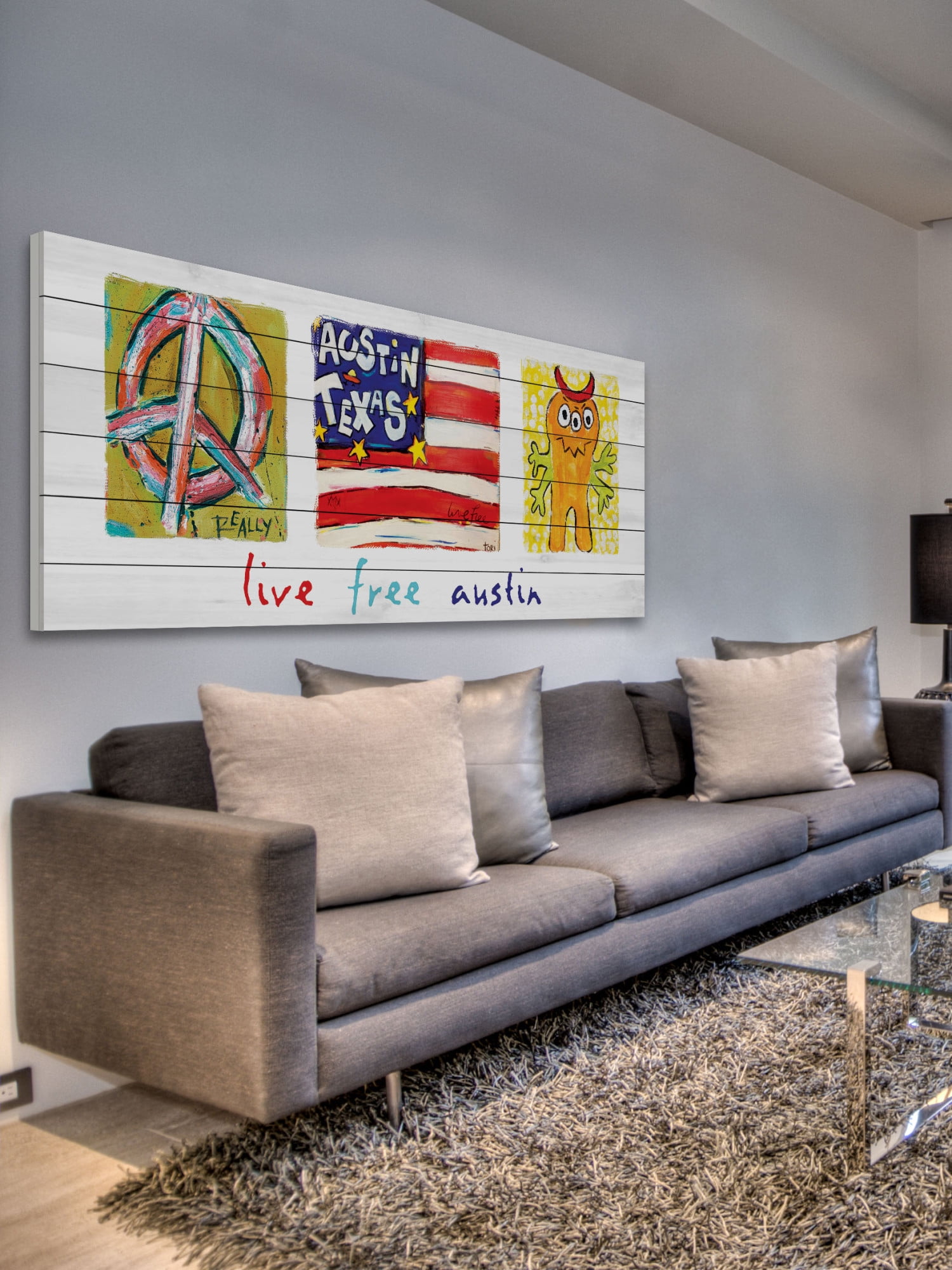 Marmont Hill "Live Free Austin" by Tori Campisi Painting Print on White Pine Wood