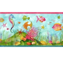 TRIMZ Tropical Fish Under The Sea Ocean Wallpaper Border, Pre-pasted, 15' L x 9.25"W , Bathroom Wall Decor