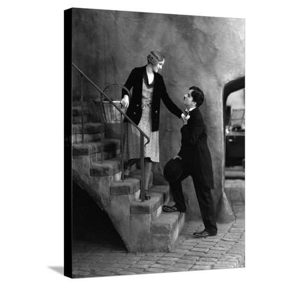 Art.com City Lights, Virginia Cherrill, Charlie Chaplin, 1931 Stretched Canvas Print Wall Art, 18" x 24"
