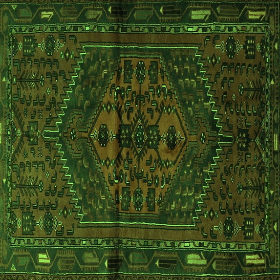 Ahgly Company Indoor Square Persian Green Traditional Area Rugs, 8' Square