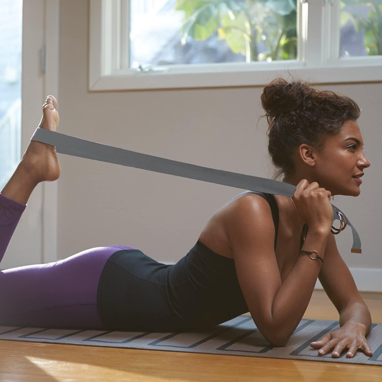 D-Ring Cotton Yoga Stretch Strap Training Belt Leg Fitness Body Exercise Gym 