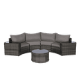 thumbnail image 6 of Outdoor Patio Furniture Set, 7-Piece Half-Moon Curved Sectional Sofa with 2 Side Tables & Glass Coffee Table, All-Weather Wicker for Poolside Backyard Comfort & Style, 6 of 9