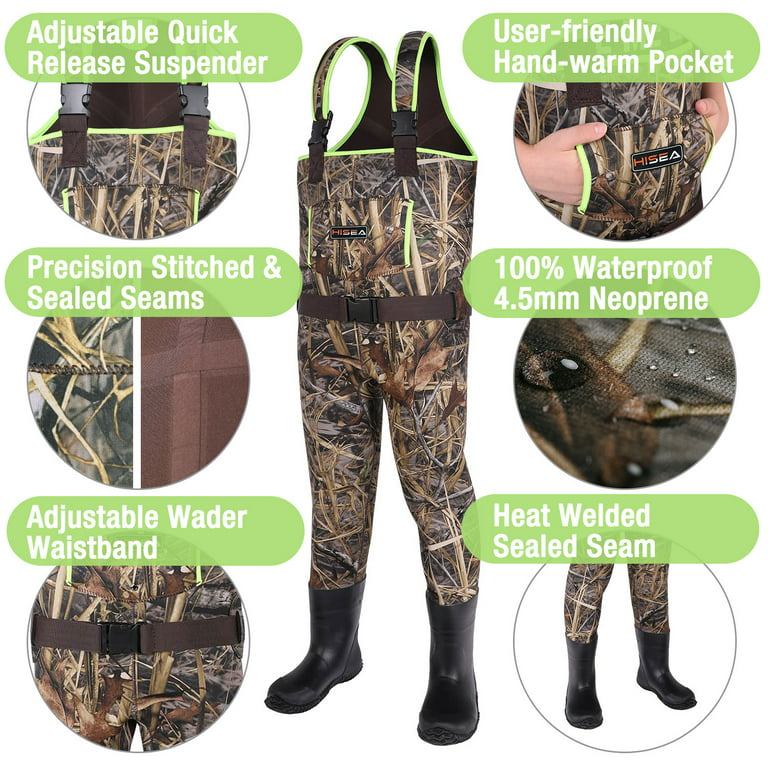 DRYCODE Kids Waders with Boots, Waterproof Youth Waders for