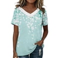 thumbnail image 3 of Craaazy Women Short Sleeve V Neck Tops Floral Print Casual Loose Fit Blouses for Summer Gift, 3 of 5