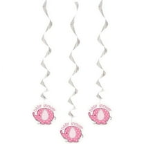 Pink Elephant Baby Shower Hanging Decorations, 26in, 3ct