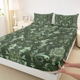 thumbnail image 3 of Feelyou Damask Flower Floral Twin Sheet Sets, Green Bohemian Paisley Twin Fitted Sheet, Mid Century Fashion Flat Sheet, Microfiber Bedroom Decor, 3pcs, 3 of 7