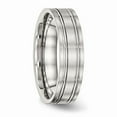 thumbnail image 4 of Stainless Steel Brushed and Polished Ridged 6.00mm Band Size: 8; for Adults and Teens; for Women and Men, 4 of 6