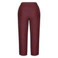 thumbnail image 4 of WIZUTIZ Palazzo Pants for Women Casual Oversized Stylish Loose Wide Leg Slacks Pants Spandex Elastic High Rise Summer Pants Solid Asymmetrical Cropped Beach Pants Gym Graduation Red, 4 of 4