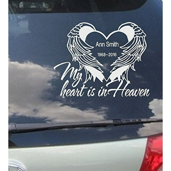 Memory of Decal : My Heart is in Heaven (CUSTOM) ~ WALL, or Window Decal 10" x 13"