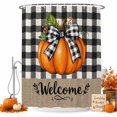 thumbnail image 2 of Orange Pumpkin Fall Shower Curtains for Bathroom, Welcome Thanksgiving Black Plaid Waterproof Fabric Shower Curtain, Decorative Bathroom Curtain for Bathtub, 72"x72", No Hooks Included, 2 of 9