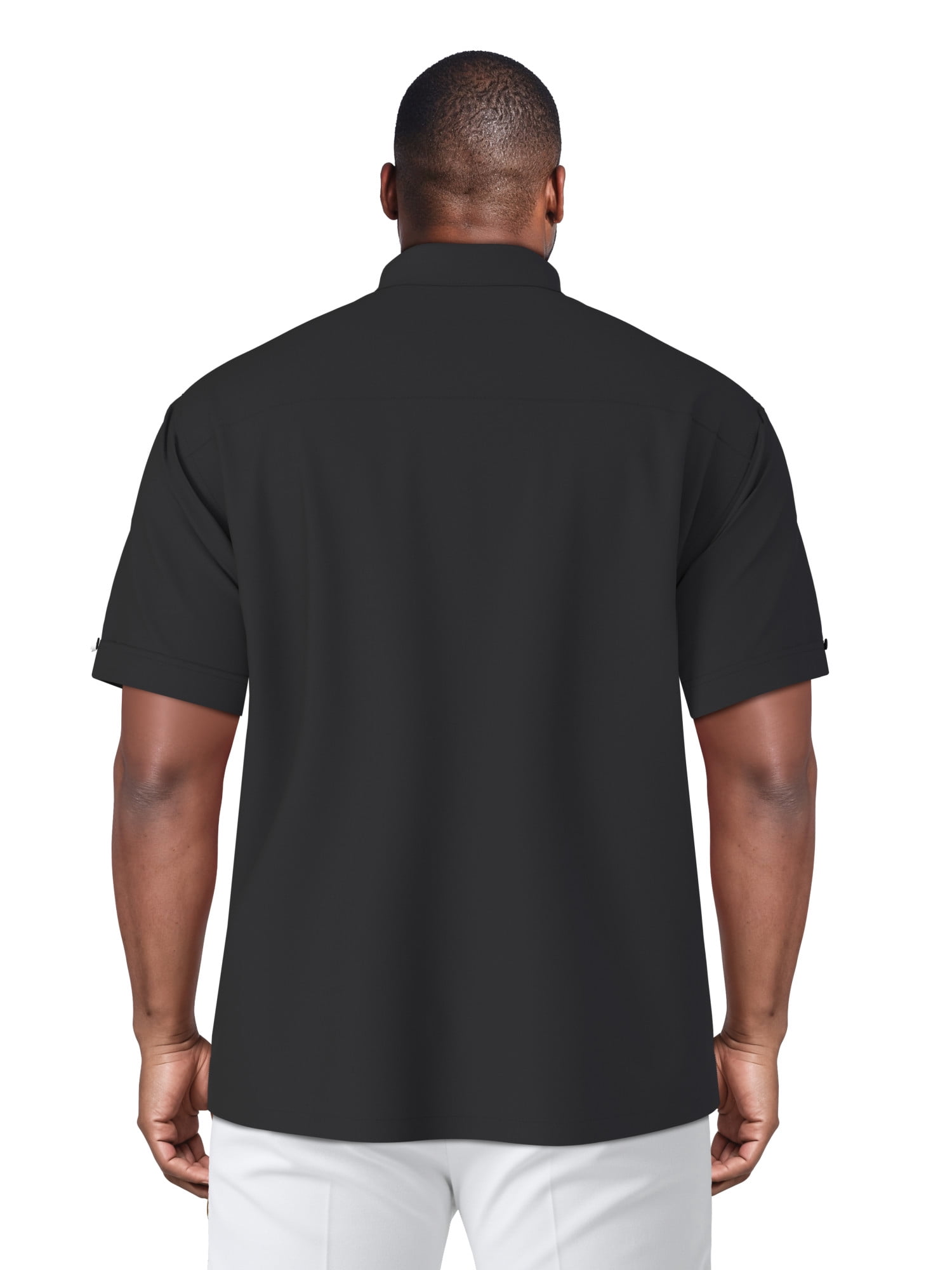 Havanera Men's and Big Men's Front Panel Point Collar Short Sleeve Button-Down Shirt, Sizes S-5XL