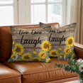 thumbnail image 3 of Sunflower Live Love Laugh Throw Pillow Cover Farm Vintage Wood Striped Texture Cotton Linen Cushion Cover Throw Pillow Case with Invisible Zipper for Couch Sofa Bed Chair Car 18x18 Inch, 3 of 9