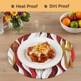thumbnail image 4 of Red White Moire Round 13 Inch Placemats Set of 2, Modern Abstract Art HeatResistant Non Slip Place Mats for Dining Table, Wipeable Braided Kitchen Table Mats for Housewarming, 4 of 9