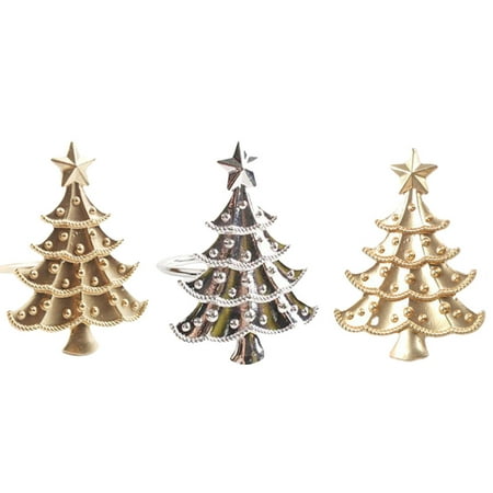 

3PCS Table Napkin Ring Christmas Tree Shaped Decor Rings Hotel Table Supplies