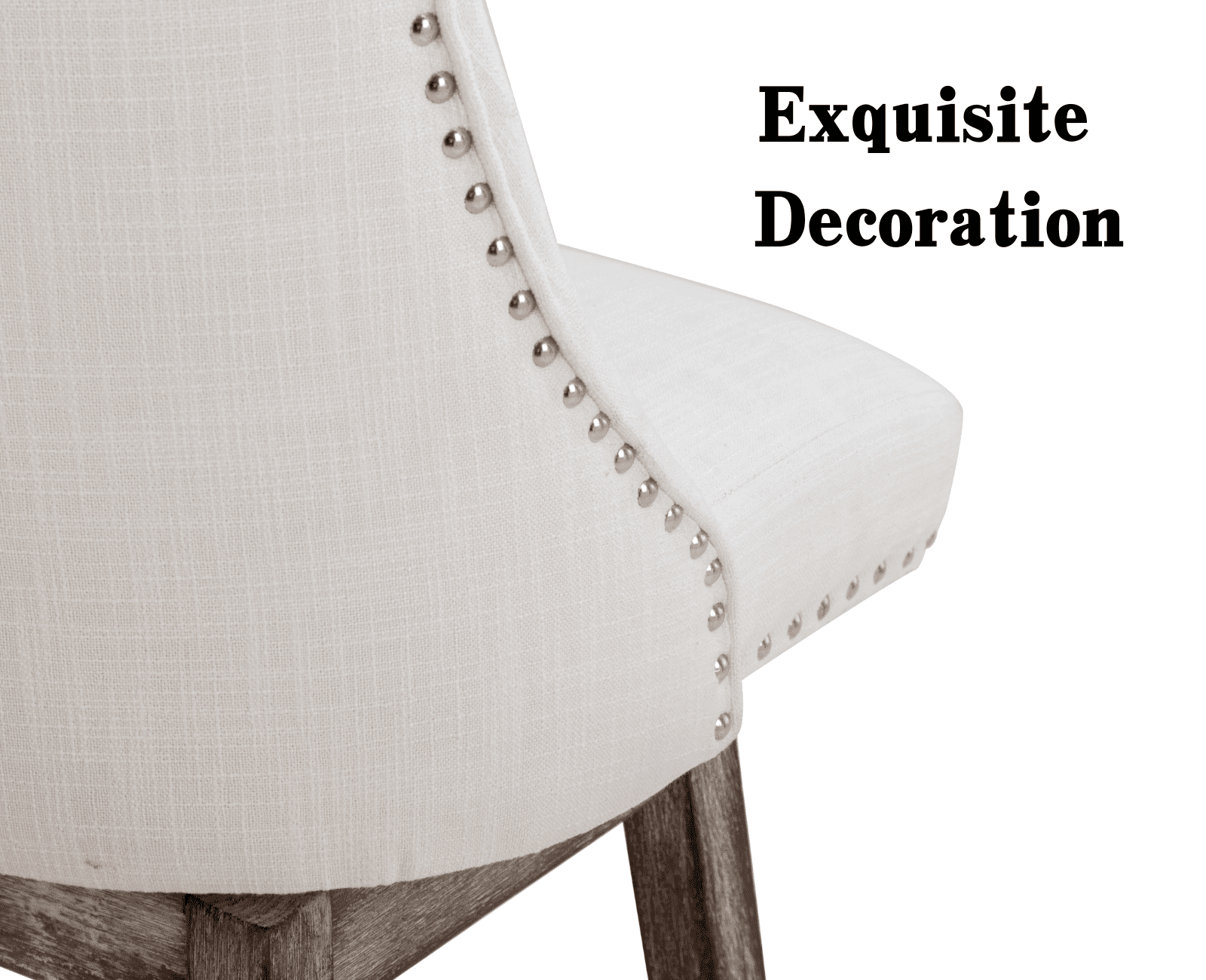 Guyou 27.5"Counter Height Bar Stools Set of 4, Nailhead Trim Linen Barstools with Back and Wood Legs, 360°Swivel Upholstered Stool Chairs for Kitchen Island Breakfast Bar Restaurant, Cream