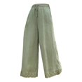 thumbnail image 4 of Endives Womens Linen Pant Wide Leg Fashion Solid Color Cotton Elastic Long Pants Lace with Bottom Beach Leisure Trousers Green, 4 of 4
