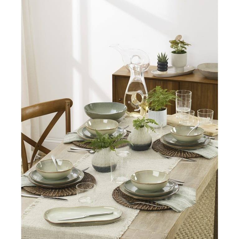 Oneida Organic Shades Green 44 oz Round Green Stoneware Serving
