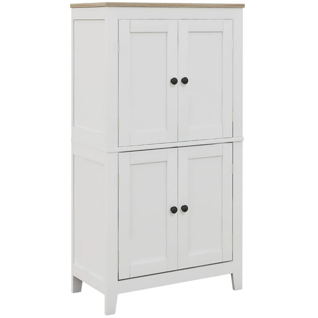 HOMCOM Bathroom Cabinet with Adjustable Shelves and Doors, White