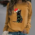 thumbnail image 2 of Womens Long Sleeve Christmas Hoodies Cat Print Hooded Sweatshirt Xmas Holiday Casual Fall Pullover Sweater Winter Clothes, 2 of 5
