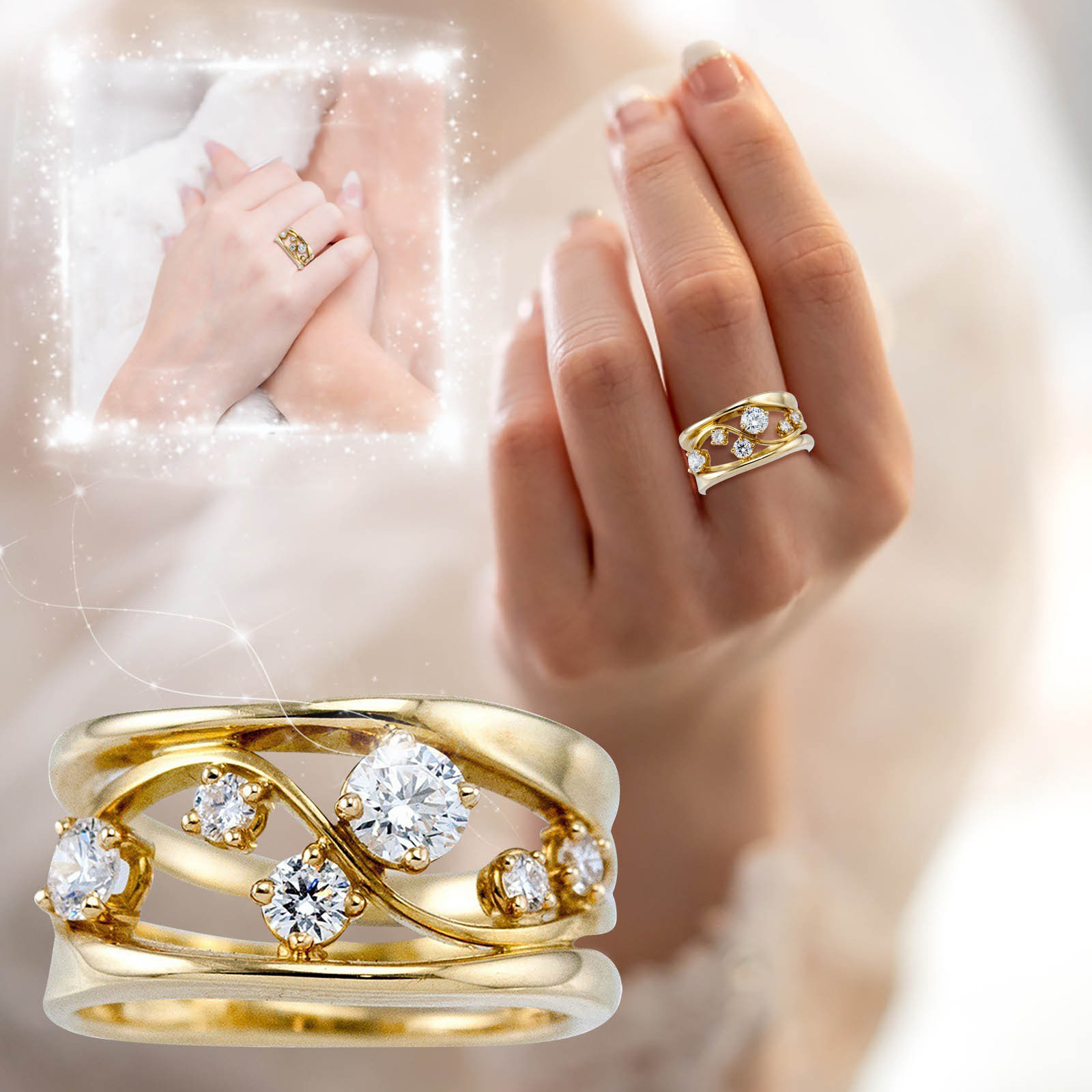Yubnlvae Rings Engagement Round Cut Zircons Women Wedding Rings Jewelry Rings for Woman Full Diamond Ladies Ring Gold 6, Women's, Size: 1XL, Grey Type