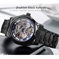thumbnail image 1 of Reloj automático para hombre, reloj de cuerda automática con esqueleto dorado de lujo, manecillas de acero azul negro, 1 of 4