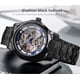 thumbnail image 1 of Reloj automático para hombre, reloj de cuerda automática con esqueleto dorado de lujo, manecillas de acero azul negro ER  Rojo Verde, 1 of 5