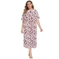 thumbnail image 2 of Plus Size Nightgown for Women Short Sleeve House Dress Vintage Lace Square Neck Night Gown Oversized Printed Mumu Duster Housecoat Soft Full Length Sleep Dress XL-5XL, 2 of 8