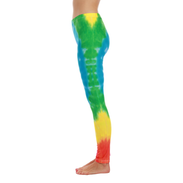 Just Love Ugly Christmas Holiday Leggings (Multi - Tie Dye Bright, X-large)