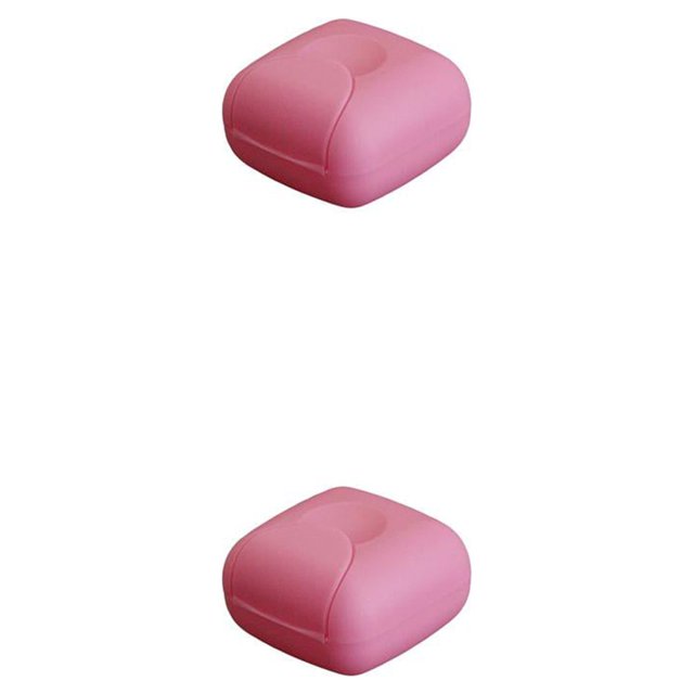 Bewildely Mini estuche portátil impermeable a prueba de polvo para el hogar, la Oficina, el baño, el baño, la ducha, la caja de Rosado S 2piezas