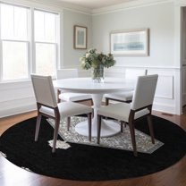 Addison Rugs Chantille Indoor/Outdoor Traditional Vintage Black Washable Round Rug, 8' x 8'