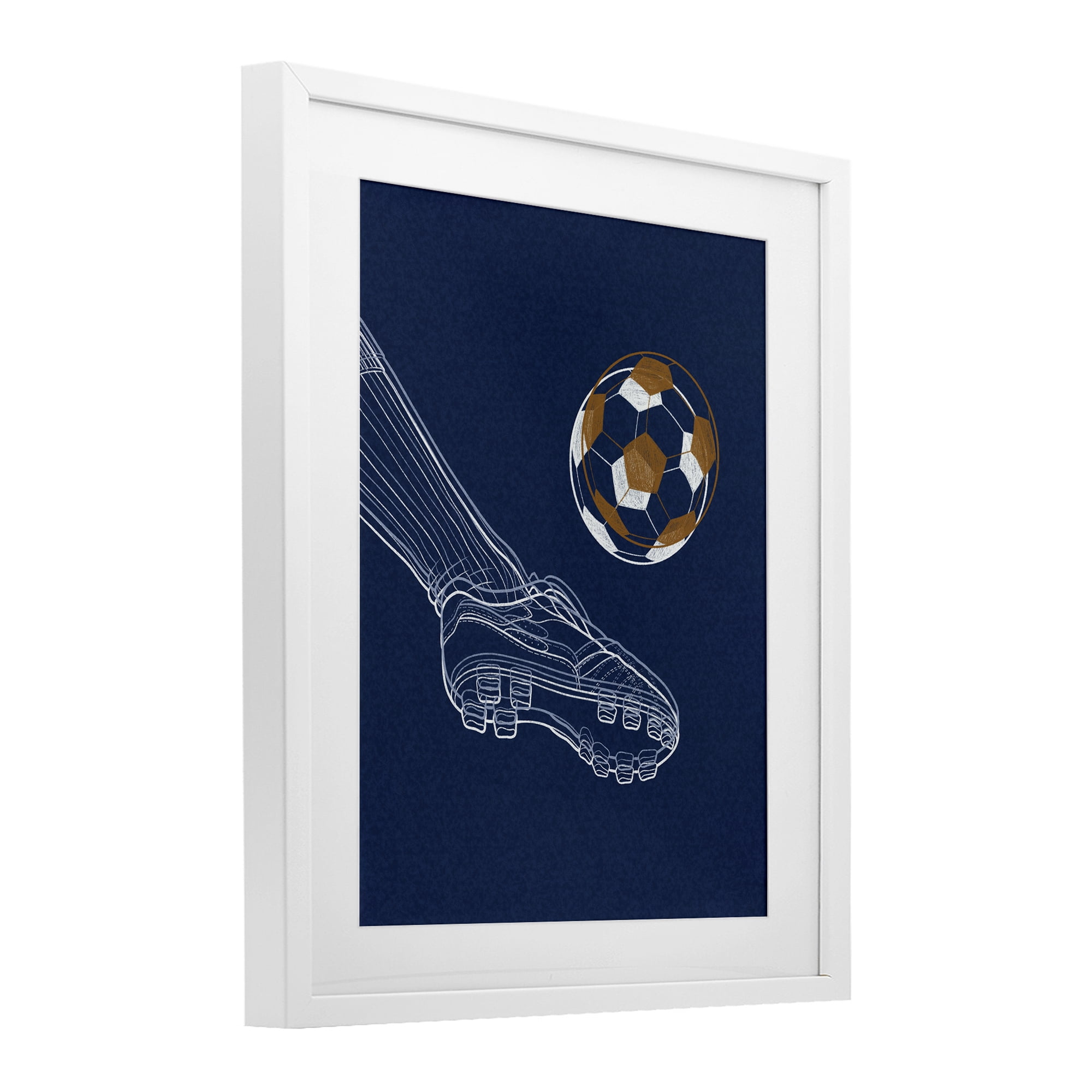 Stupell Industries Soccer Lines Contour White Framed Print Under Glass, design by Marcus Prime