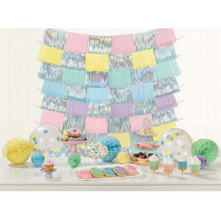 Happy Birthday Pretty Pastels Fringe Backdrop (9pc)